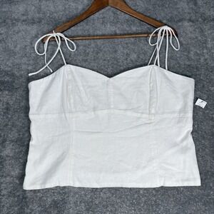 Old Navy Top Women's‎ XL White Smocked Back Tie-Shoulder Cropped Corset Cami
